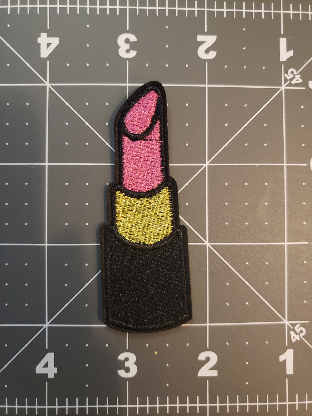 Pink Lipstick Embroidered Patch